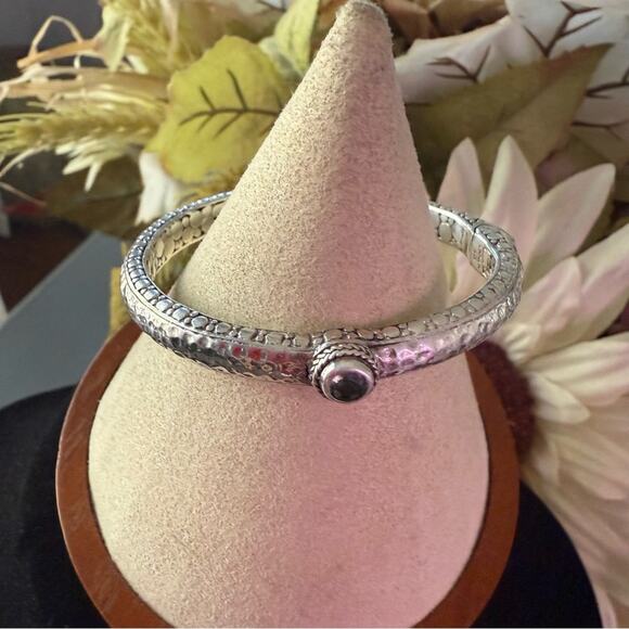 Sarda 925 Sterling Silver Hinged Bangle Bracelet - Picture 10 of 15